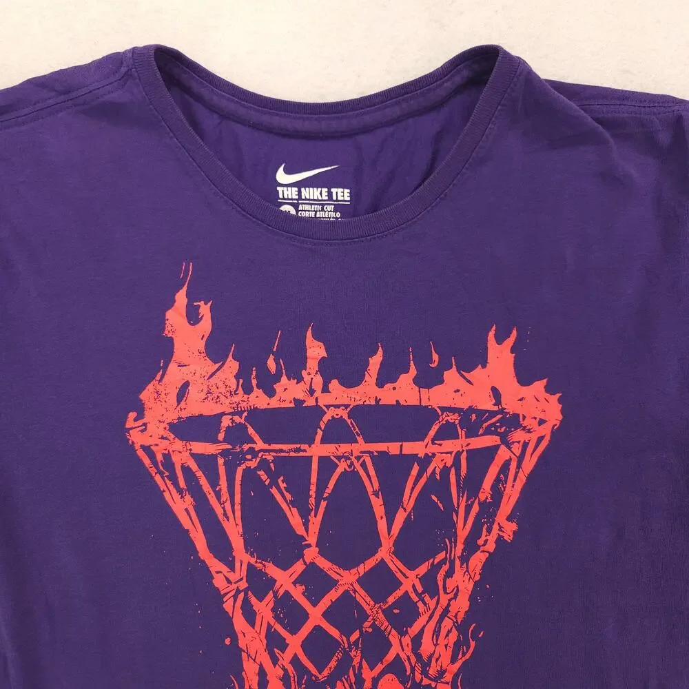 Nike Graphic Basketball Crew Neck Short Sleeve Shirt Mens Size M Purple 16986